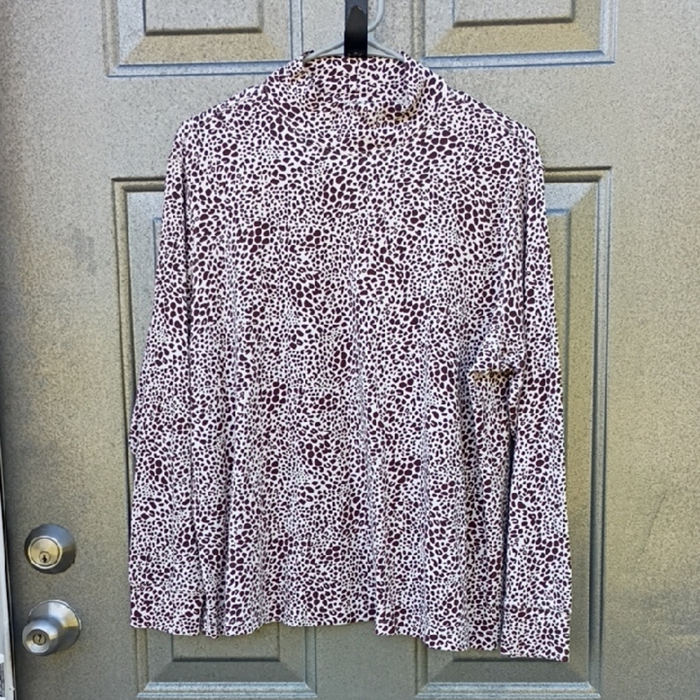Lands' End Brown Animal Print Top